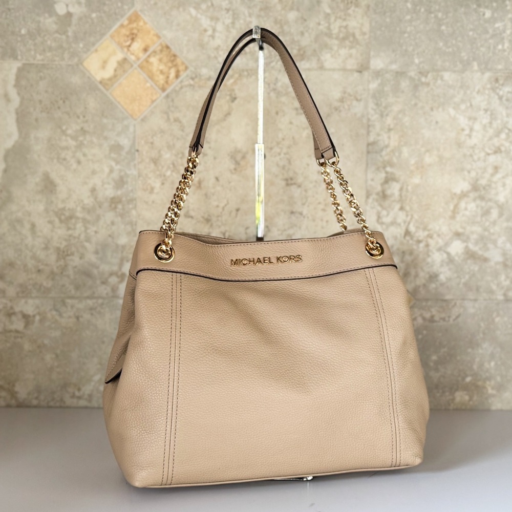 Michael Kors Jet Set Item LG Chain Tote Bag Bisque - Picture 3 of 15